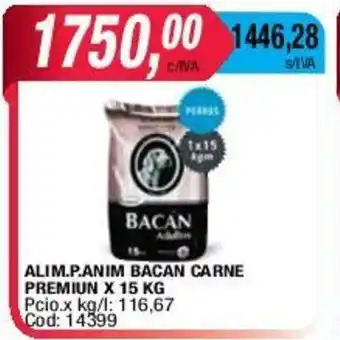 Maxiconsumo Bacan Alim.P.Anim Carne Premium x 15kg oferta