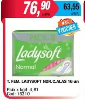 Maxiconsumo LadySoft T.Fem Nor C.Alas 16un oferta