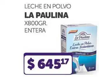La Gallega Supermercados Leche En Polvo La Paulina Entera x 800 gr oferta