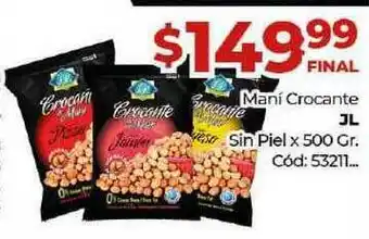 Diarco Maní Crocante Jl Sin Piel x 500gr oferta