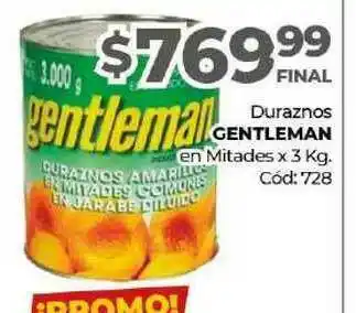 Diarco Duraznos Gentleman En Mitades x 3kg oferta
