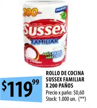 Punto Mayorista Sussex Rollo De Cocina Familiar x 200 Paños oferta