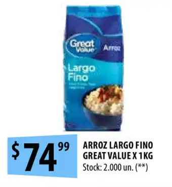 Punto Mayorista Arroz Largo Fino Great Value x 1kg oferta