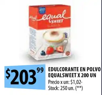 Punto Mayorista Edulcorante En Polvo Equalsweet x 200un oferta