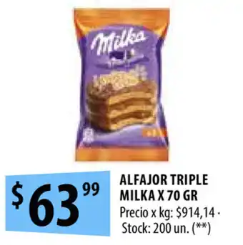 Punto Mayorista Milka Alfajor triple x 70gr oferta