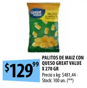 Punto Mayorista Palitos De Maiz Con Queso Great Value x 270gr oferta