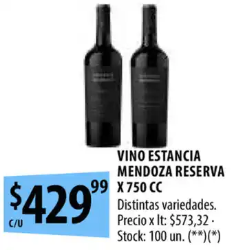 Punto Mayorista Vino Estancia Mendoza Reserva x 750cc oferta