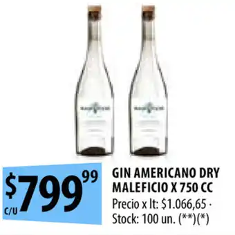 Punto Mayorista Gin Americano Dry Maleficio x 750cc oferta