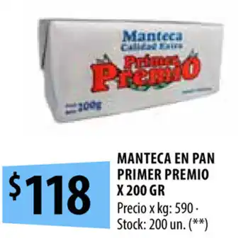 Punto Mayorista Manteca En Pan Primer Premio x 200gr oferta