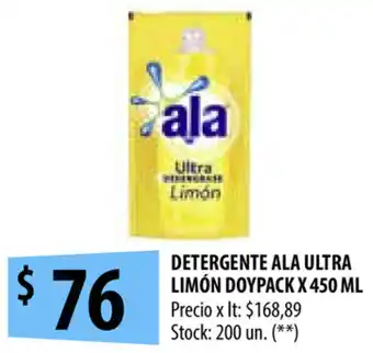 Punto Mayorista Ala Detergente Ultra Limón Doypack x 450ml oferta