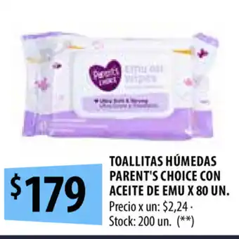 Punto Mayorista Toallitas Húmedas Parents Choice Con Aceite De Emu x 80un oferta