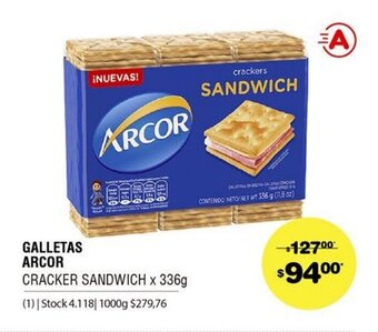 Atomo Conviene Arcor Galletas Cracker Sandwich x 336g oferta