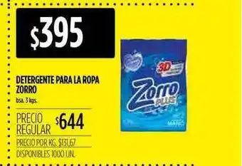 Supermercados Vea Detergente Para La Ropa Zorro 3kgs oferta