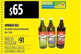 Supermercados Vea Amargo Vea x 1,5lts oferta