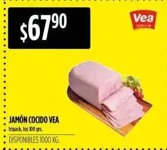 Supermercados Vea Jamón Cocido Vea 100grs oferta