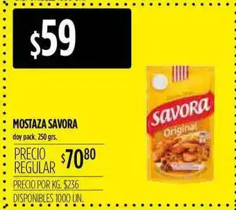 Supermercados Vea Mostaza Savora x 250 g oferta