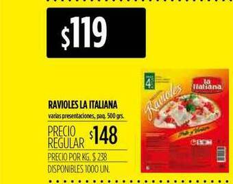 Supermercados Vea Ravioles La Italiana 500grs oferta