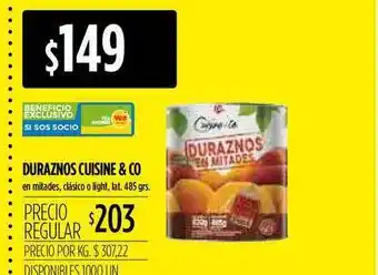 Supermercados Vea Duraznos Cuisine & Co 485grs oferta