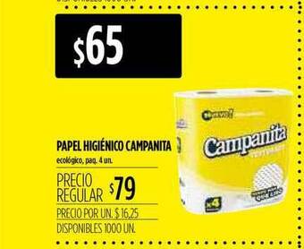 Supermercados Vea Papel Higiénico Campanita 4un oferta