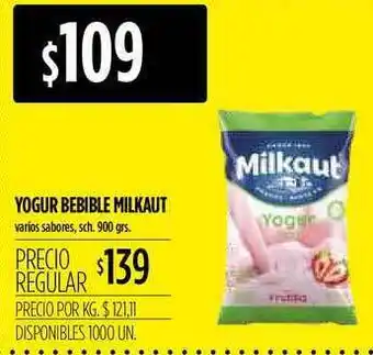 Supermercados Vea Yogur Bebible Milkaut 900grs oferta