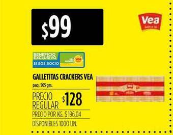 Supermercados Vea Galletitas Crackers Vea 505grs oferta