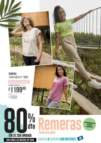 La Anonima Remera 80% Dto En La 2da Unidad oferta