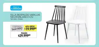 La Anonima Silla Respaldo Varillas Negro Blanco oferta