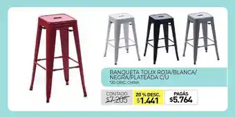 Banqueta Tolix Roja Blanca Negra Plateada