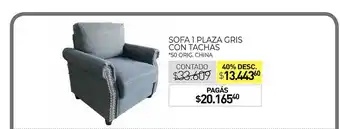 Sofa 1 Plaza Gris Con Tachas