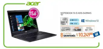 La Anonima Notebook 15 I3 A515-5439wg oferta