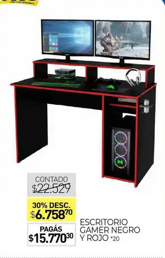 Escritorio Gamer Negro Y Rojo