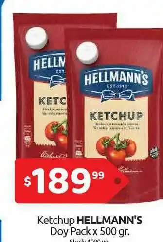 Cordiez Ketchup Hellmann's Doy Pack x 500gr oferta