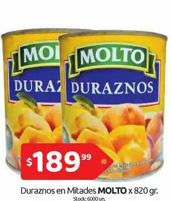 Cordiez Duraznos En Mitades Molto x 820gr oferta