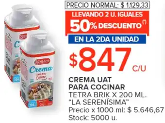 Carrefour CREMA UAT PARA COCINAR TETRA BRIK x 200ml oferta