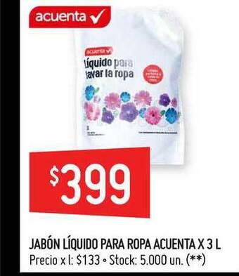 Walmart Jabón Líquido Para Ropa Acuenta X 3 L oferta