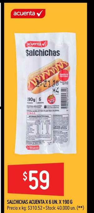 Walmart Salchichas Acuenta X 6 Un X 190 G oferta