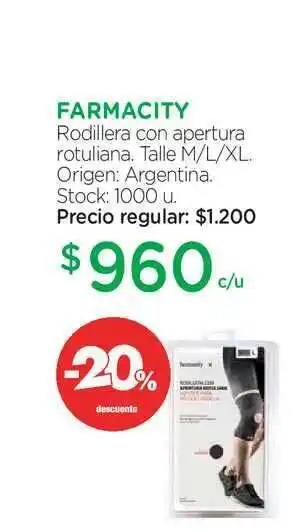 Farmacity Farmacity Rodillera Con Apertura Rotuliana -20% Descuento oferta