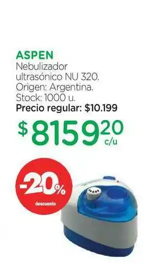 Farmacity Aspen Nebulizador Ultrasónico Nu 320 oferta