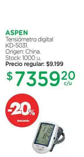 Farmacity Aspen Tensiómetro Digital Digital Kd-5031 oferta