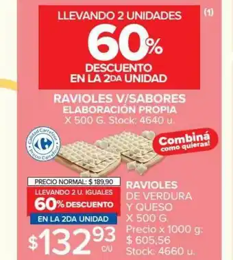 Carrefour Market Ravioles De Verdura Y Queso x 500g oferta