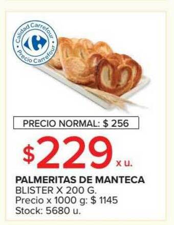 Carrefour Market Palmeritas De Manteca Blister x 200g oferta