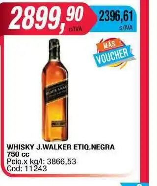 Maxiconsumo Whisky J.walker Etiq.negra 750cc oferta