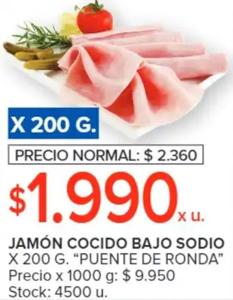 Carrefour JAMÓN COCIDO BAJO SODIO X 200G oferta