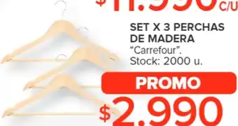 Carrefour SET X 3 PERCHAS DE MADERA oferta
