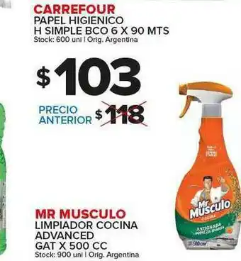 Carrefour Maxi Mr Musculo Limpiador Cocina Advanced 6x90mts oferta