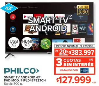 Carrefour PHILCO SMART TV ANDROID 43" FHD MOD. 91PLD43FS23CH oferta