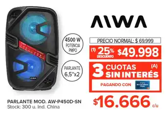 Carrefour AIWA PARLANTE MOD. AW-P450D-SN oferta