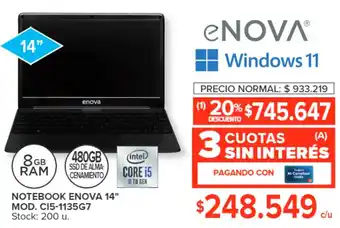Carrefour NOTEBOOK ENOVA 14" MOD. CI5-1135G7 oferta