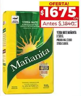 Supermercados DIA YERBA MATE MAÑANITA X 500G oferta