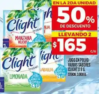 Supermercados DIA JUGO EN POLVO VARIOS SABORES CLIGHT X 8G oferta